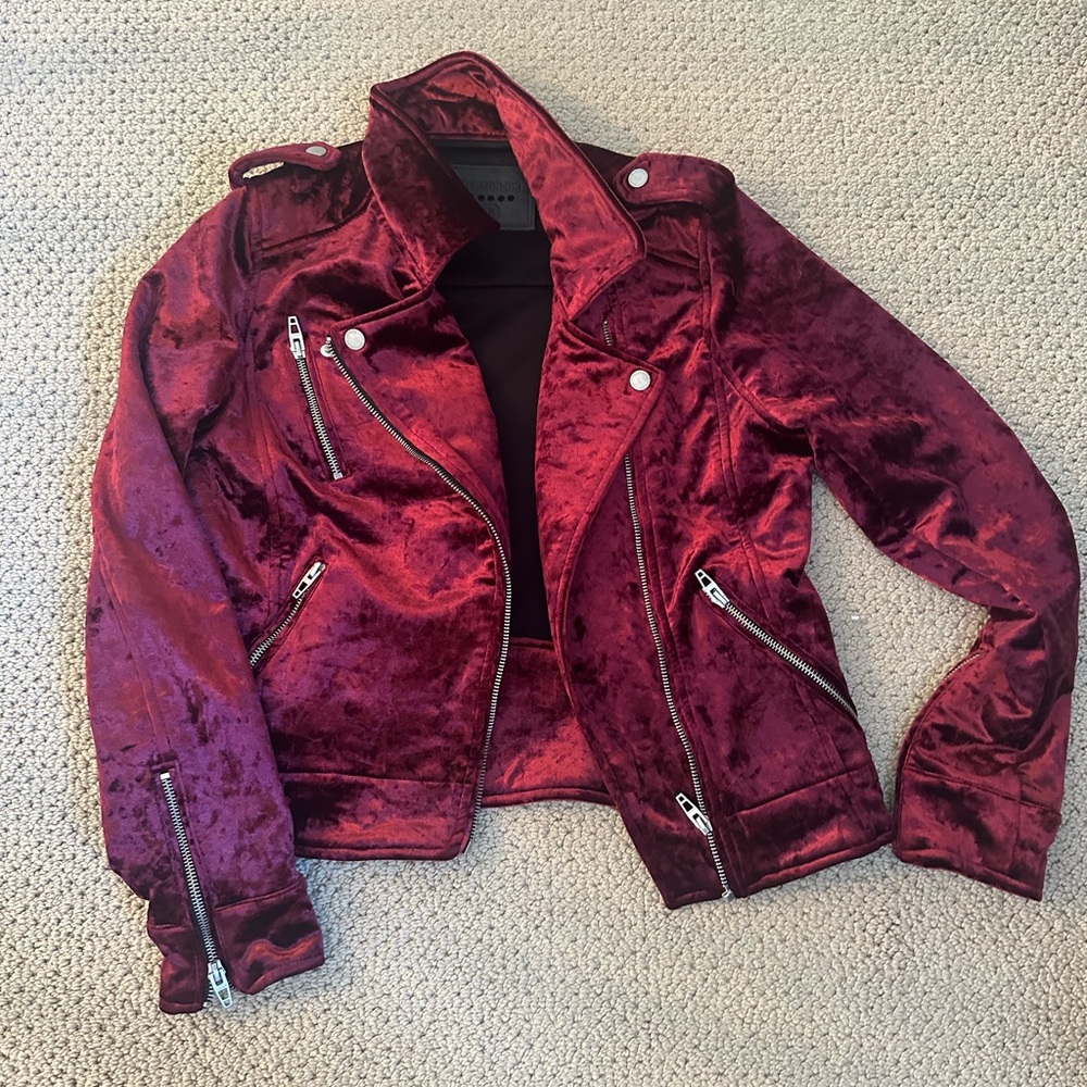 Blank NYC Rich Burgundy Velvet Moto Jacket - Picture 5 of 8